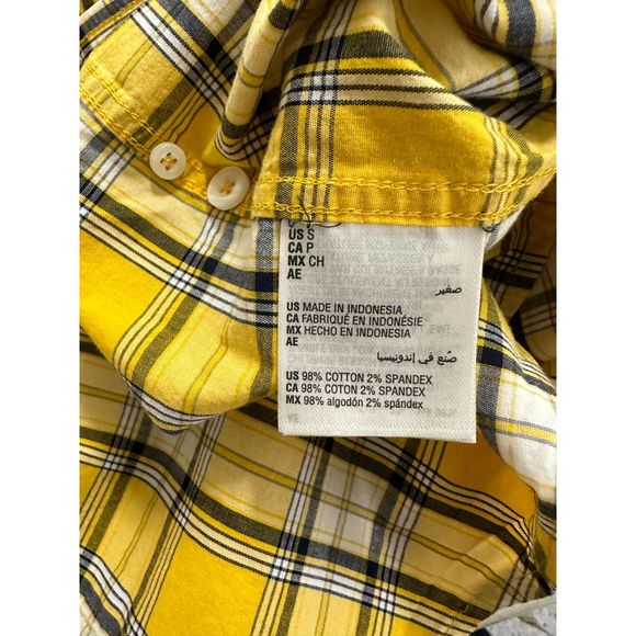 Club Room Men's Casual Yellow Plaid Long Sleeve Button Up Shirt, Size S - Picture 3 of 4